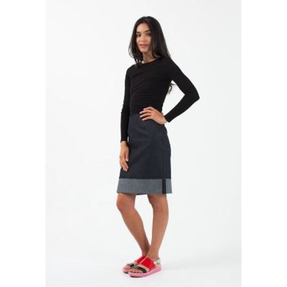 Harvey Faircloth Denim Cuffed Blue Pencil Skirt 4